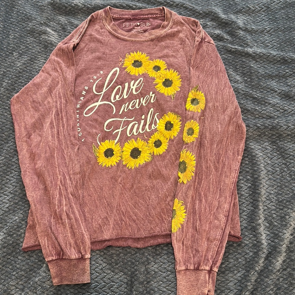 Size small- cotton, red/purple sunflower long sleeve shirt